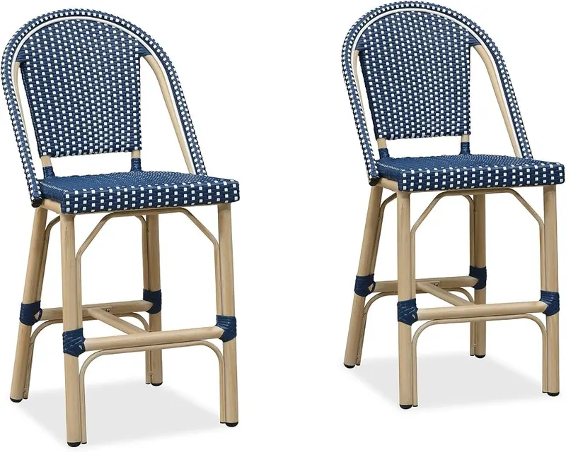 PURPLE LEAF Patio French Counter Stool Set Navy Blue – product photo 8 of 9