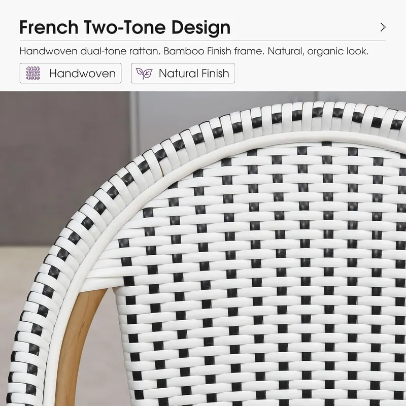 PURPLE LEAF Patio French Counter Stool Set White – Premium Build