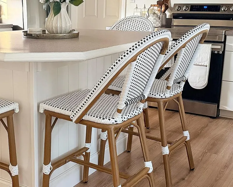 PURPLE LEAF Patio French Counter Stool Set White – Ergonomic Design