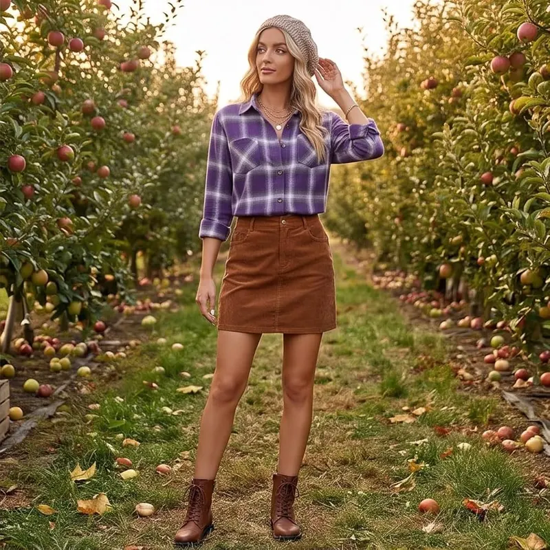 Purple Womens Button Down Shirt Plaid Flannel – product photo 7 of 7