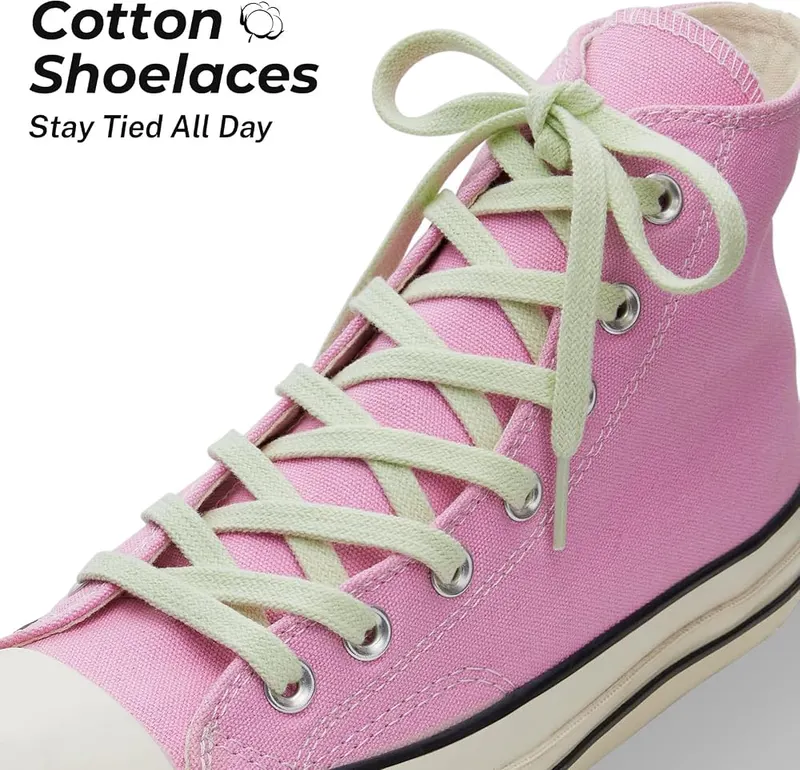 Puzeam 2 Pairs Flat Cotton Shoe Laces – 100% Premium Cotton for Ultimate Comfort