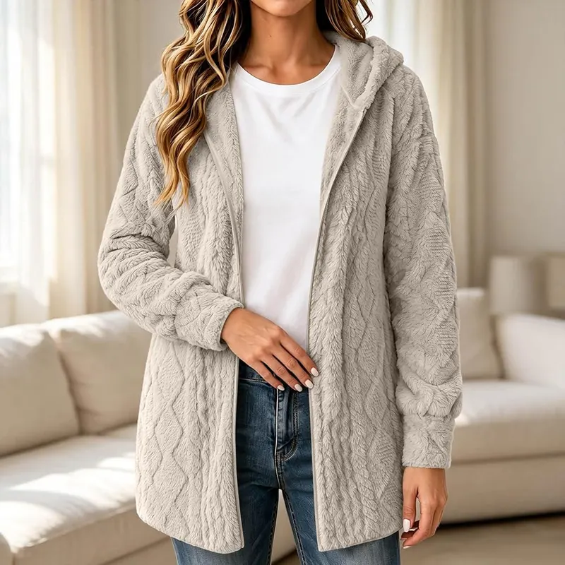 PXQIRMR Cardigan Sweaters Beige – Versatile longer body length silhouette