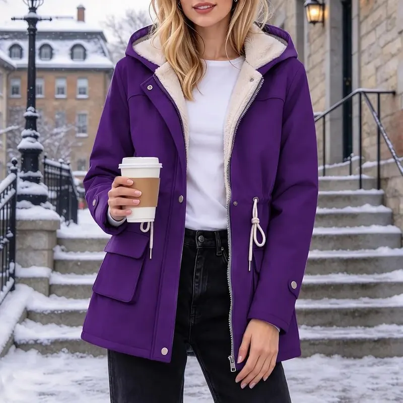 PXQIRMR Winter Jackets Purple – Zip And Snap Front