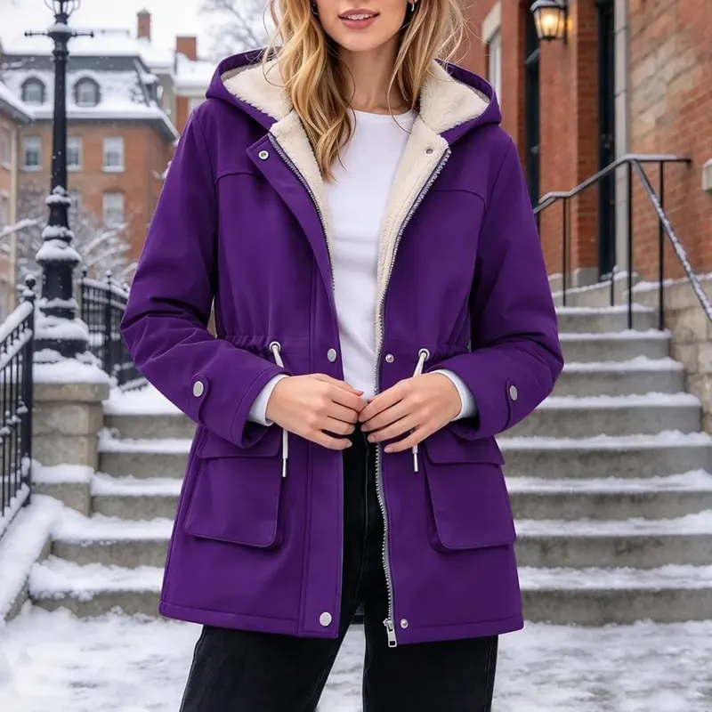 PXQIRMR Winter Jackets Purple – Two Flap Pockets