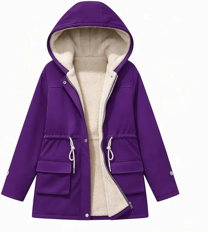 PXQIRMR Winter Jackets Purple – Defined Waist Shape