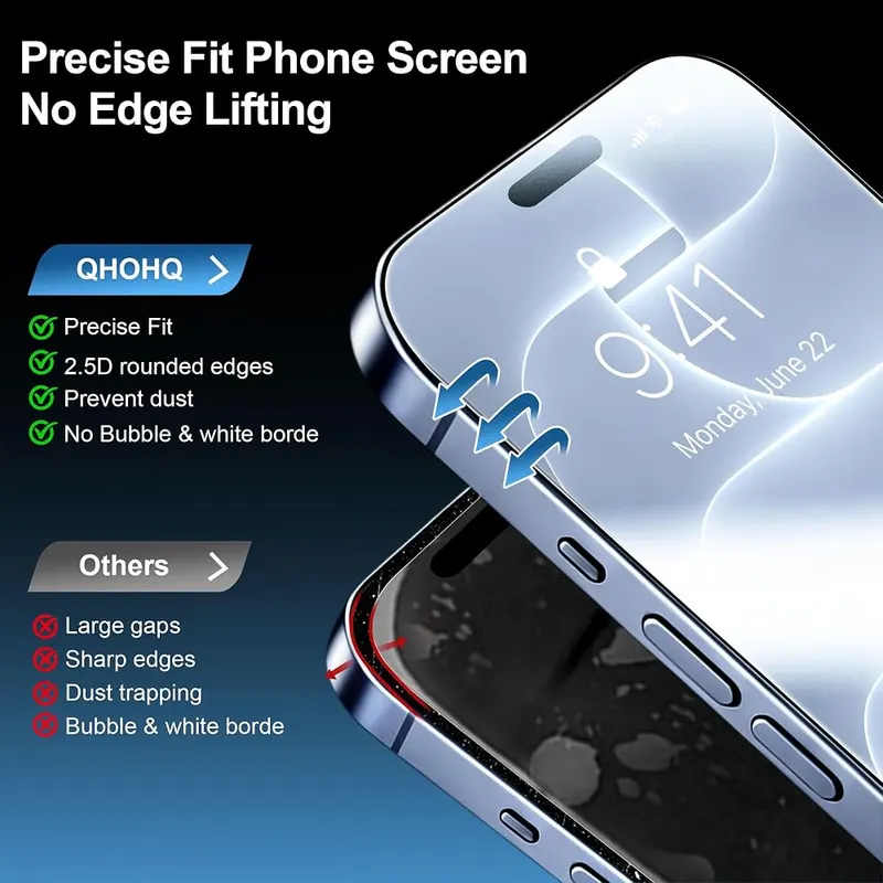 QHOHQ for iPhone 18 Pro Screen Protector – Auto-alignment install frame