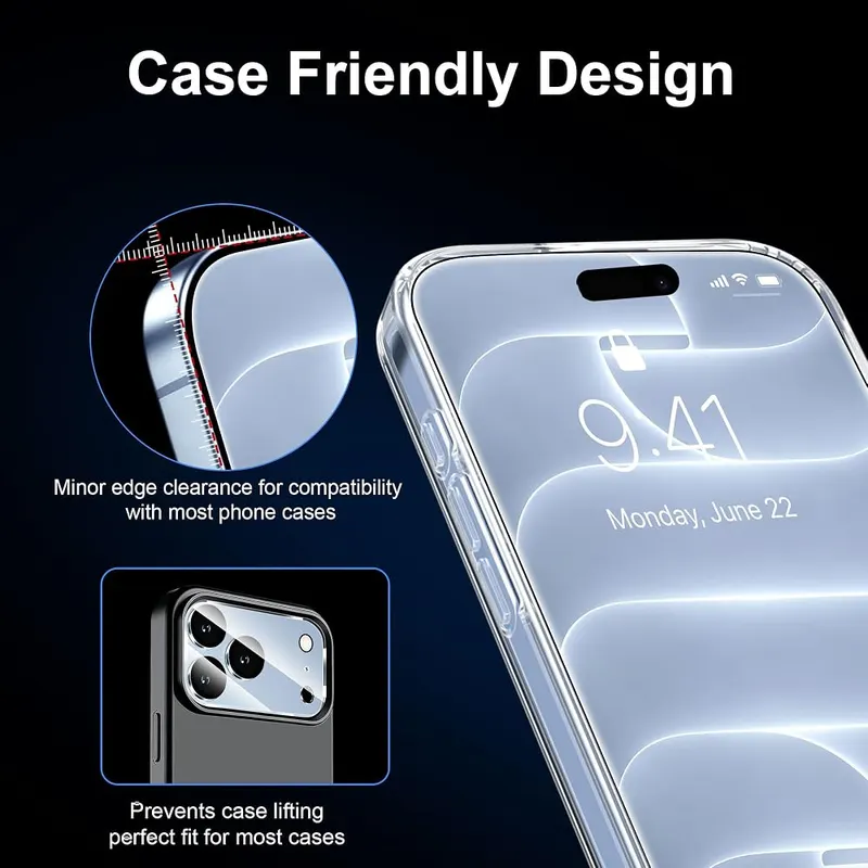 QHOHQ for iPhone 18 Pro Screen Protector – Anti-glare lens covers