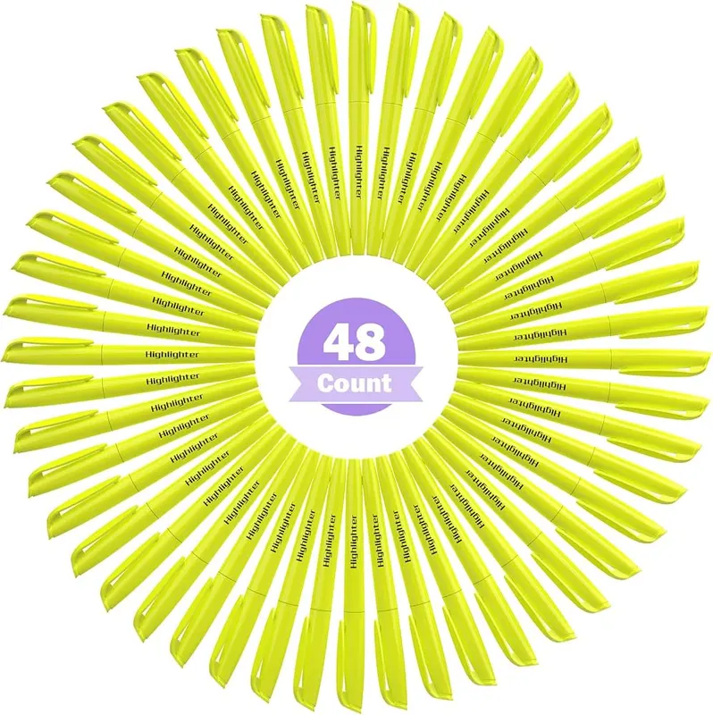 Qicewinly 48 Count Highlighters Bulk in Neon Yellow