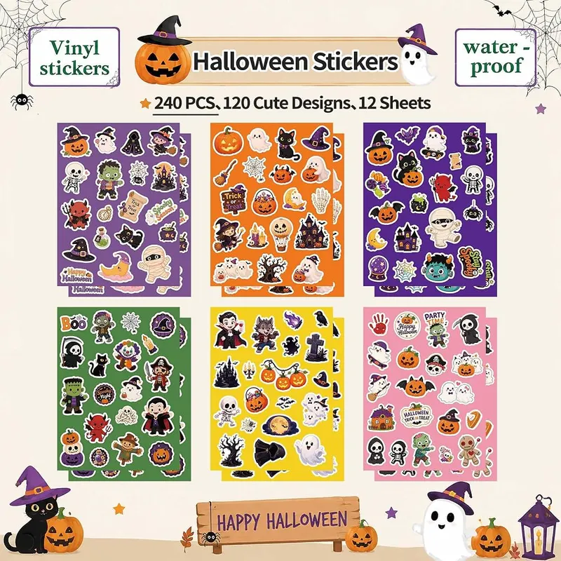 QIRICHYI Halloween Stickers – Waterproof vinyl crafting material