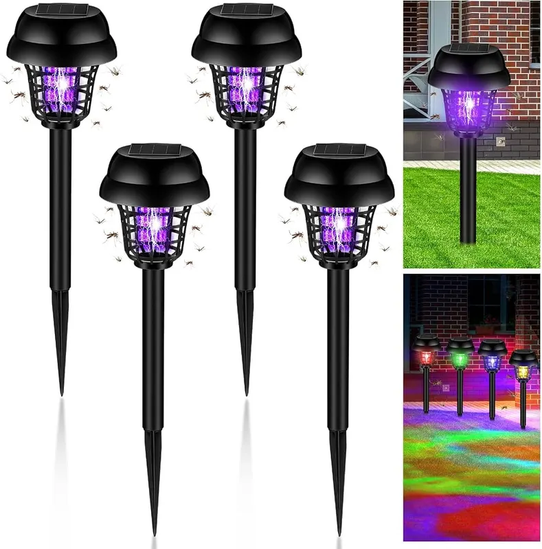 Qualirey 4 Pcs Solar Bug Zapper Waterproof in vintage black