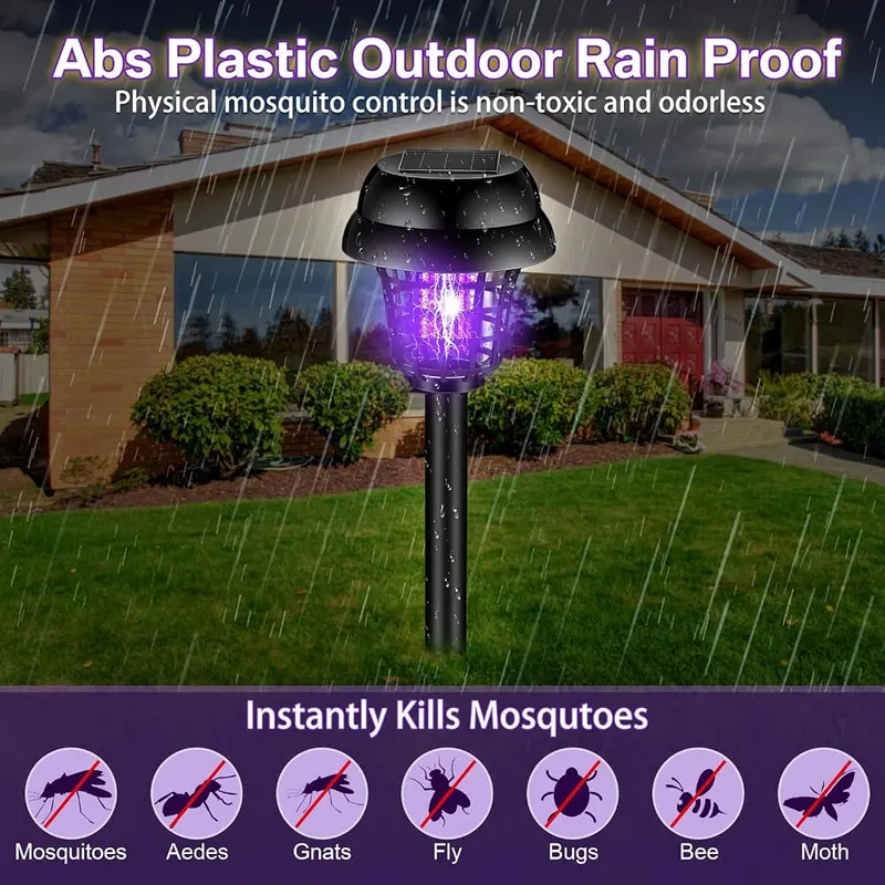 Qualirey 4 Pcs Solar Bug Zapper Waterproof – Two Light Modes