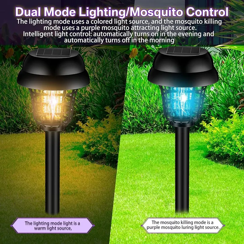 Qualirey 4 Pcs Solar Bug Zapper Waterproof – Three Position Toggle Switch Design