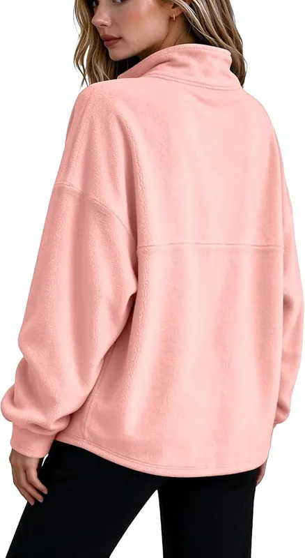 Quarter Zip Pullover Women Mock Neck Loose – product photo 5 of 8