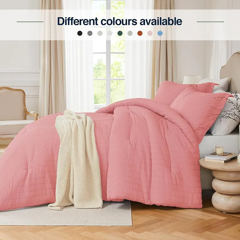 Quataly Full Comforter Set Seersucker Lightweight Bed – Peach Pink among 106 options
