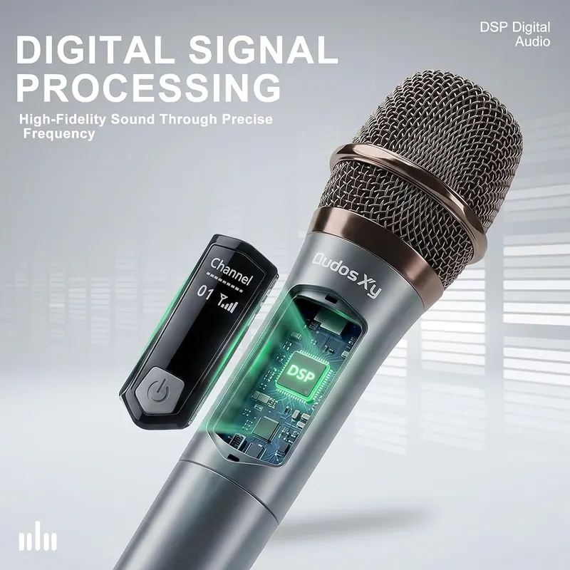QudosXy Wireless Microphone – Built in digital signal processing chip