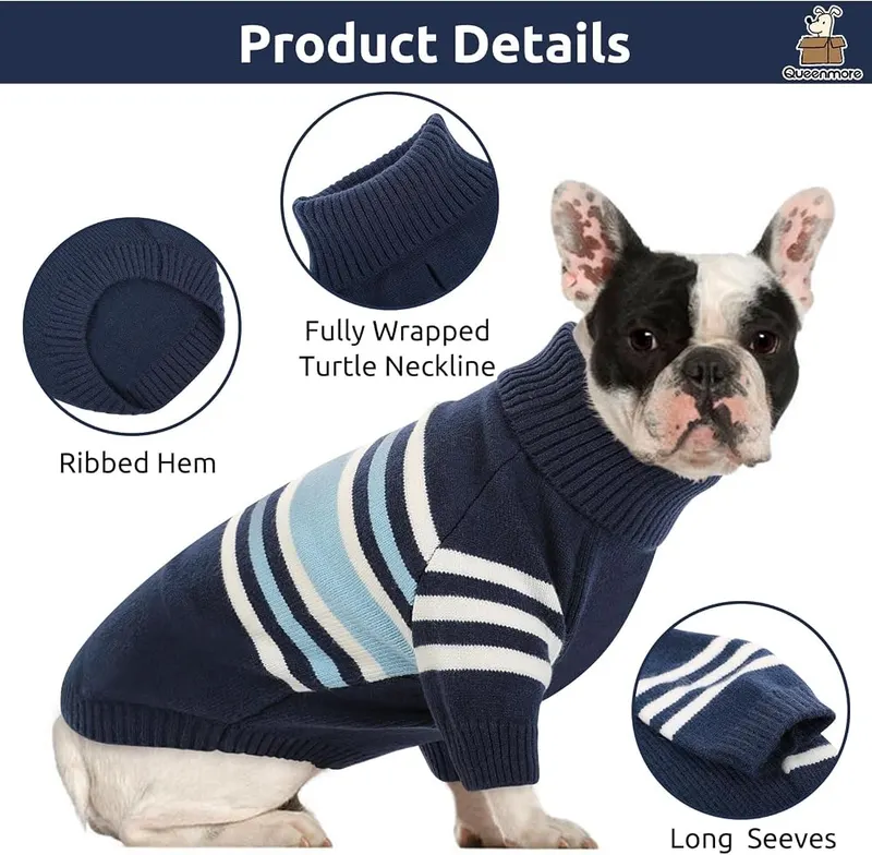 Queenmore Dog Striped Knitted Sweater 2XL – Dog Winter Sweater - The knitting sweater