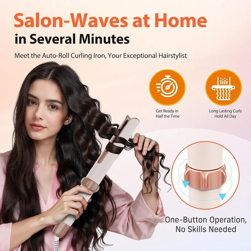 QUICO Upgrade Automatic Curling Iron – Rapid fifteen second heating system
