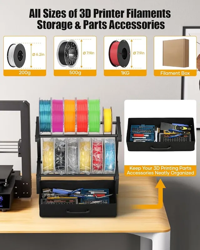 Rackgolfic 2-Tier Desktop Filament Storage Rack – 2-Tier of Desktop / Floor 3D Printer Filament