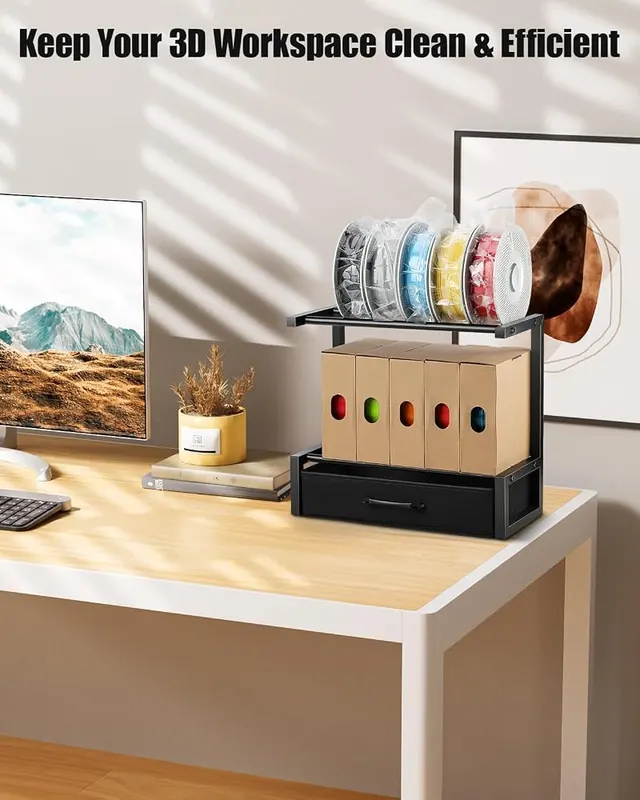 Rackgolfic 2-Tier Desktop Filament Storage Rack – Compact and Space-Saving
