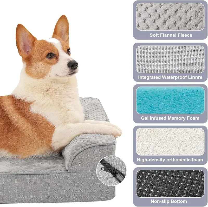 Rainmr Memory Foam Orthopedic Dog Bed – Raised bolstered sides