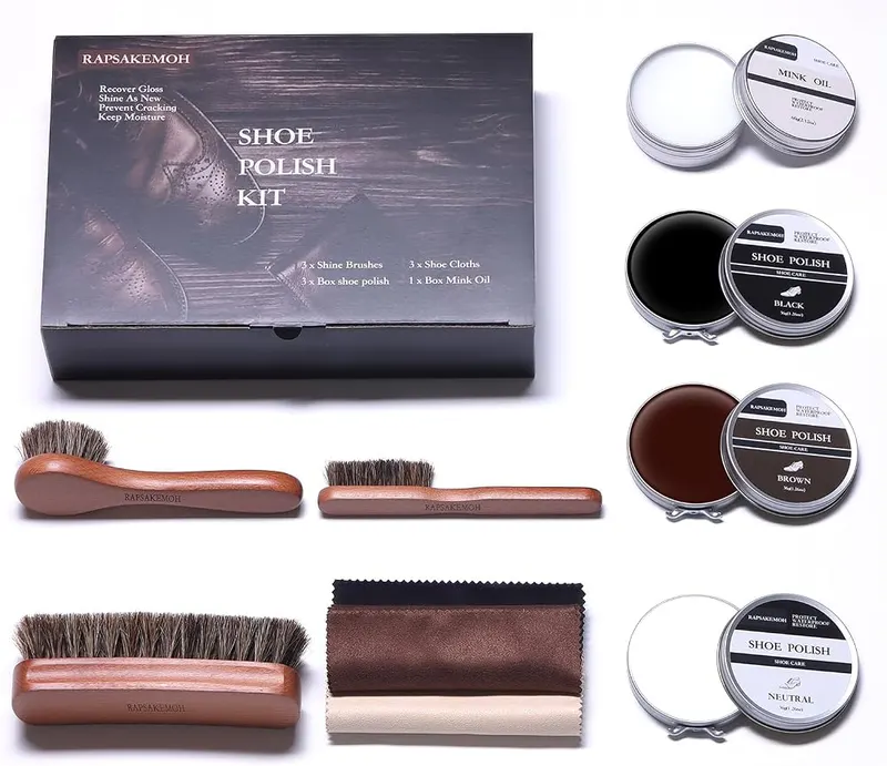 RAPSAKEMOH 10Pcs Shoe Polish Kit in Light Brown