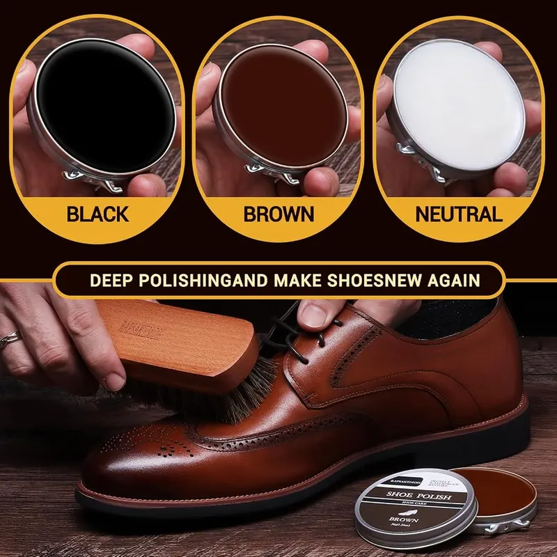 RAPSAKEMOH 10Pcs Shoe Polish Kit – Ten-piece shoe shine kit