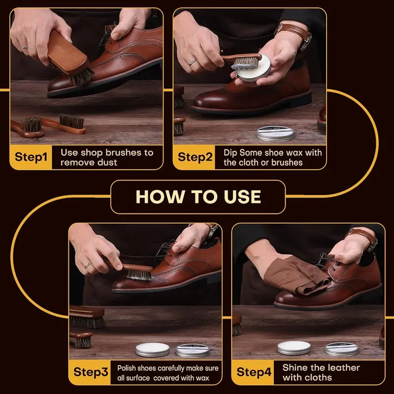 RAPSAKEMOH 10Pcs Shoe Polish Kit – Light Brown polish color