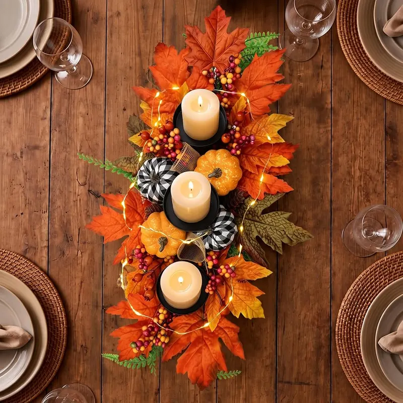 RECAT 27″ Fall Candle Holder Centerpiece – Crafted from durable plastic materials