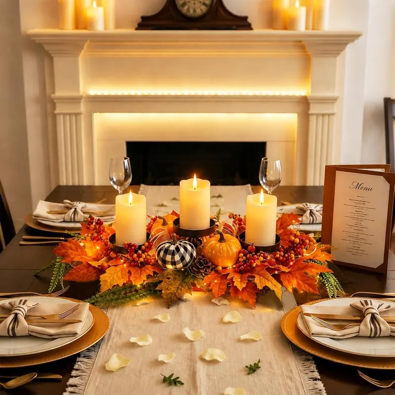 RECAT 27″ Fall Candle Holder Centerpiece – Suitable for Thanksgiving and harvest parties