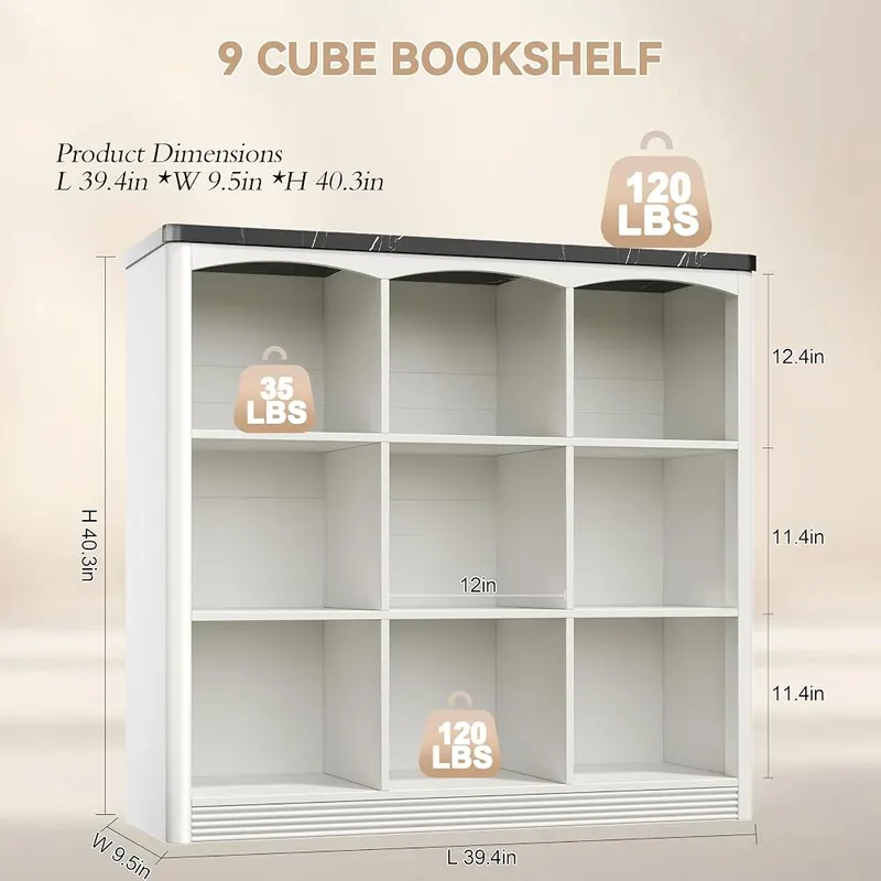 RECHHX White Book Shelf – Nine spacious storage cubes