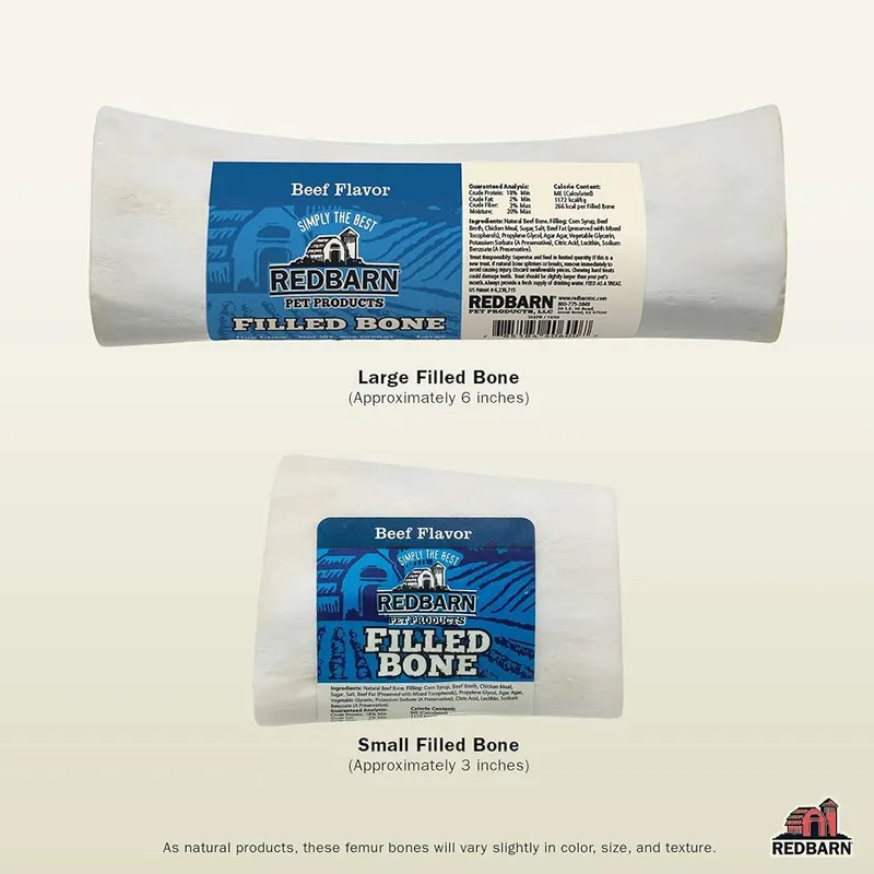 Redbarn Filled Dog Bones Peanut Butter – Natural beef femur bone with highly palatable fillings