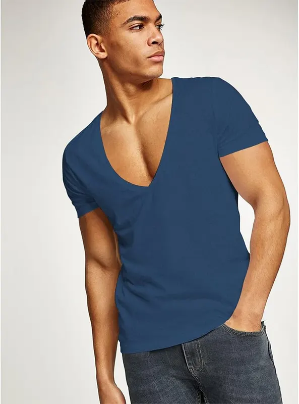 Rela Bota Mens Deep V Neck T Shirt – Comfortable Material -- 100% Cotton,This V neck/Crew neck