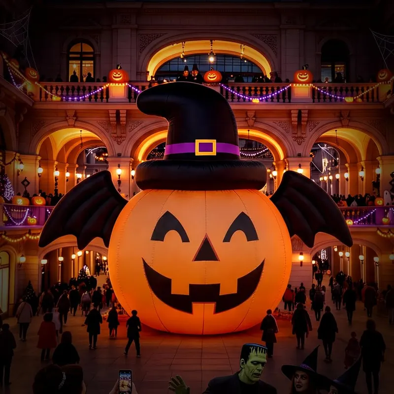 RELIFLOAT 26.2ft Giant Inflatable Halloween Pumpkin in Orange and Black