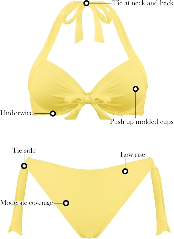 RELLECIGA Women’s Push Up Bikini Set Halter – product photo 6 of 9