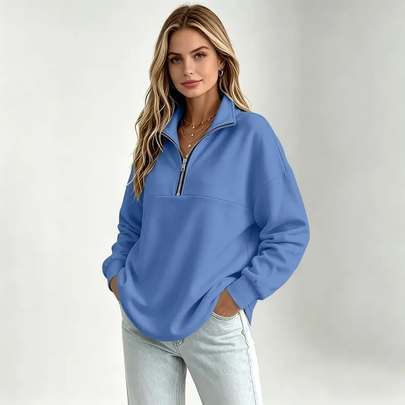 Rikbuig Oversized Sweatshirt Y2k – Adjustable half zip collar