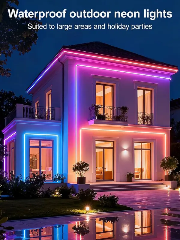 RIYO 20FT Neon Rope Lights App Remote – Twenty foot LED neon rope light