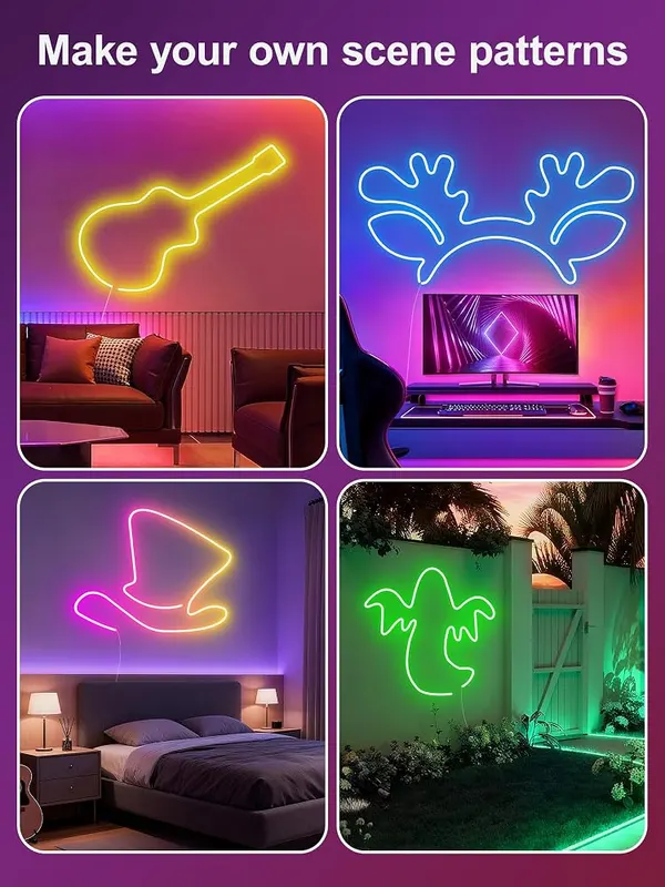 RIYO 20FT Neon Rope Lights App Remote – Sixteen presets and custom colors