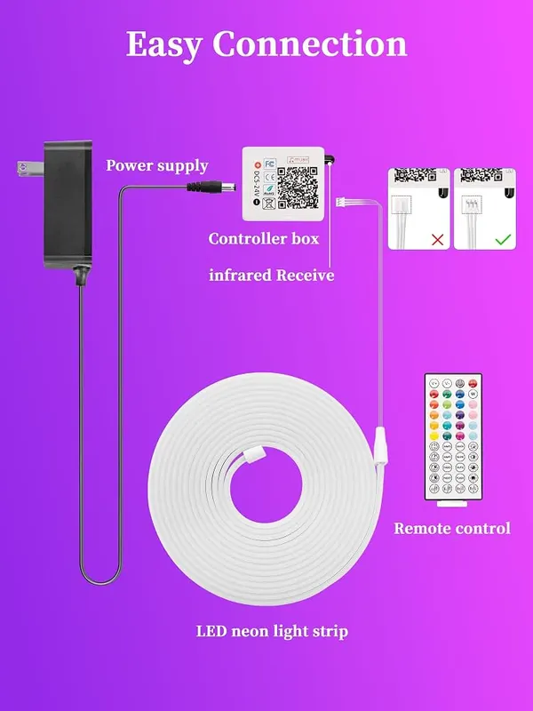 RIYO 20FT Neon Rope Lights App Remote – Flexible bendable strip