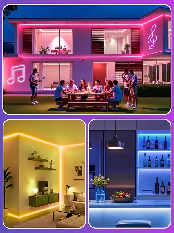 RIYO 20FT Neon Rope Lights App Remote – Adhesive or screw mounting