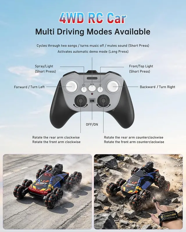 RJN 8 Wheels Gesture Sensing RC Stunt – Ideal Present & Gifts for Kids