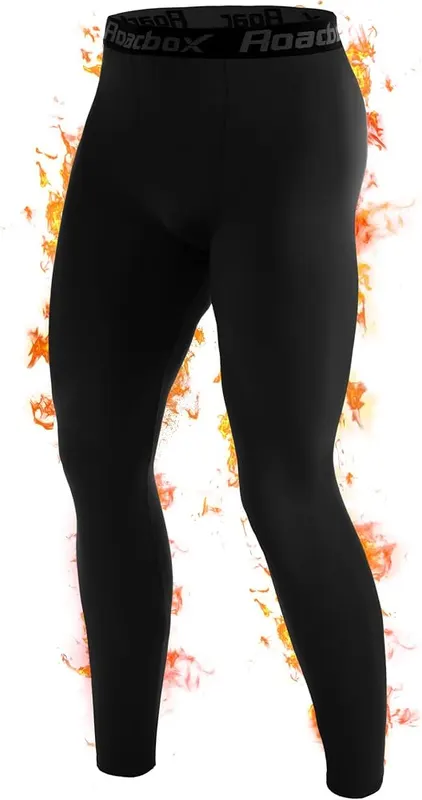 Roadbox Men’s Thermal Compression Pants Fleece Lined in Black