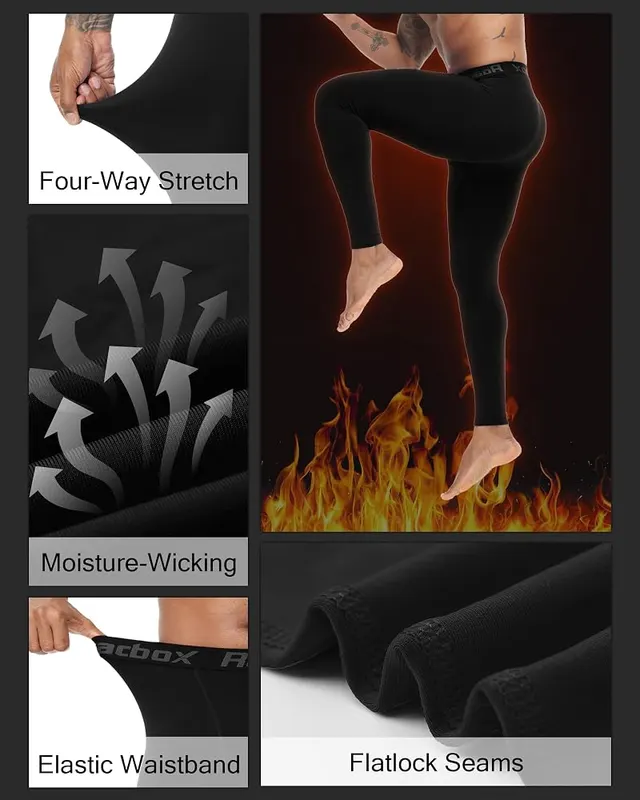 Roadbox Men’s Thermal Compression Pants Fleece Lined – Moisture-wicking fabric listed by seller
