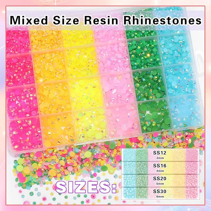 RODAKY Resin Jelly Rhinestones – Package Content:You Will Receive 1 Box with 24