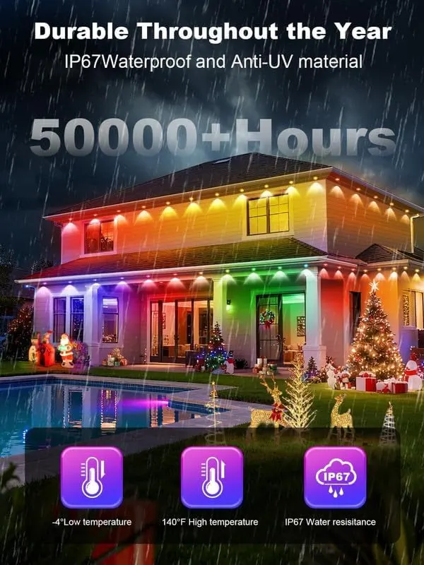 ROSCOO Permanent Outdoor Lights IP67 – 16 million DIY colors