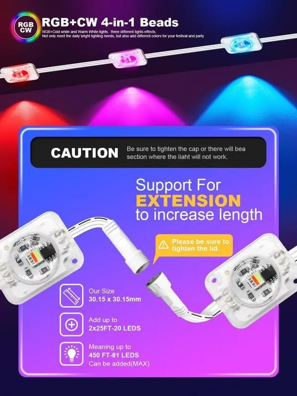 ROSCOO Permanent Outdoor Lights IP67 – App and remote control