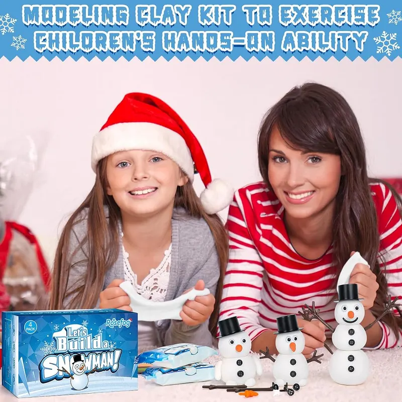 RoseFog 4 Pack Christmas Crafts – Air dry clay with accessories