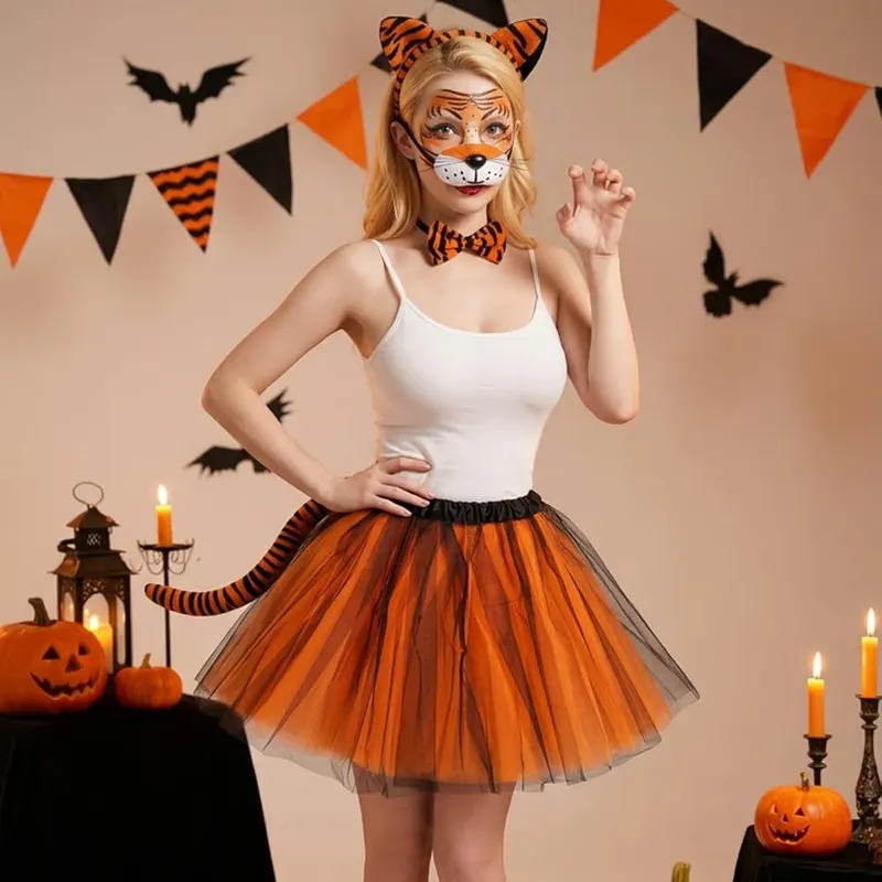 Rotamora 6Pcs Halloween Tiger Costume Set – Bendable tiger tail with wire