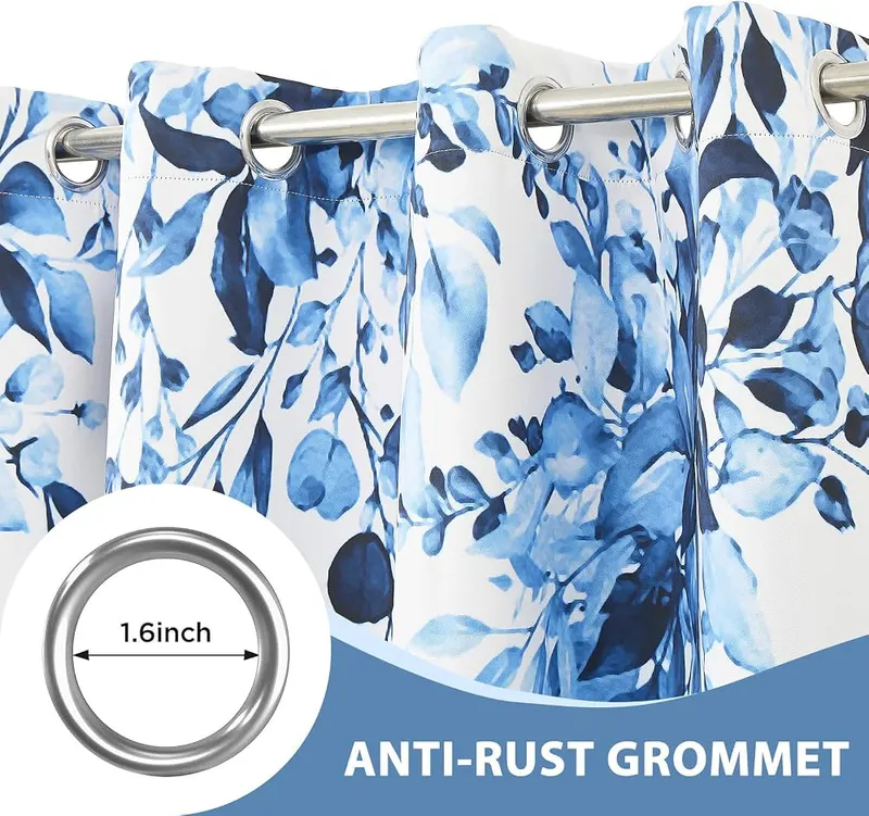 Ruelvth Spring Blue Eucalyptus Blackout Curtains 53×63 – Premium Fabric