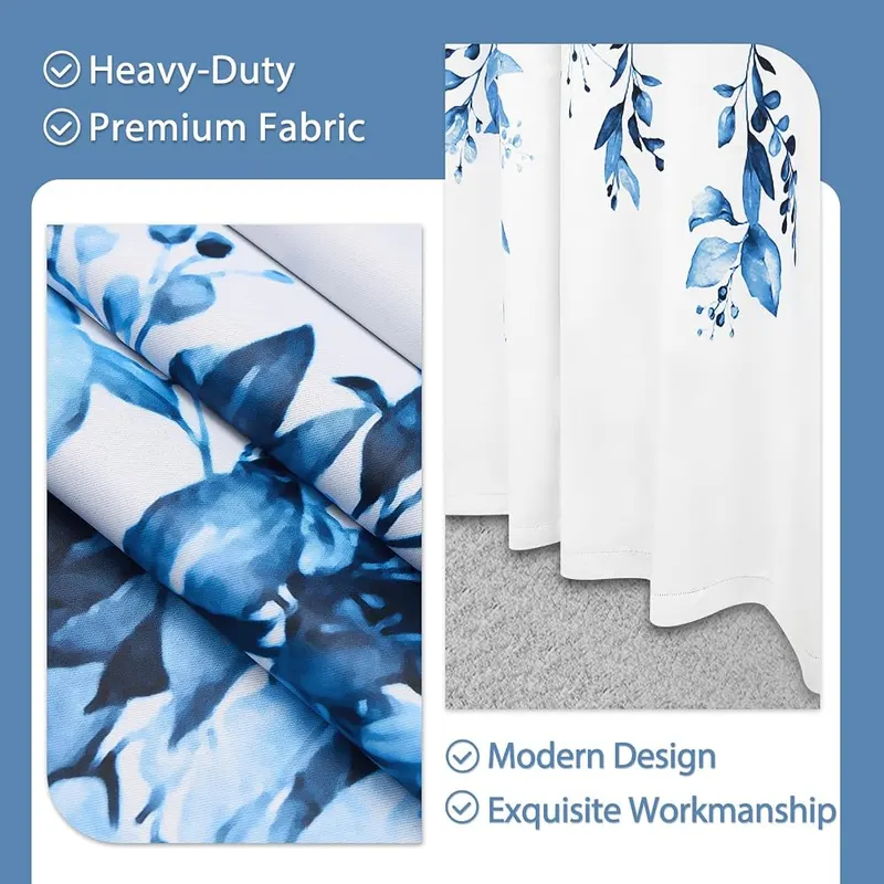 Ruelvth Spring Blue Eucalyptus Blackout Curtains 53×63 – Thermal Insulated & Noise Reducing