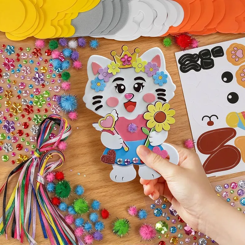 Ruicnte 24 Sets Kitten Dog Craft Kits – Spark Kids’ Creativity with Foam Animal Crafts